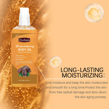 Oceaura 100ml Shimmering Body Oil for Daily Moisturizing Nourishing Glowing Skin Care Sparkling Massage Brighten Body Care