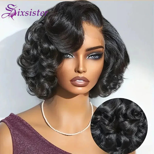 Short Bob Wigs Brazilian Body Loose Wave Human Hair 13x4 Lace Front Wigs Human Hair Pre Plucked 4x4 Lace Closure Short Bob Wigs