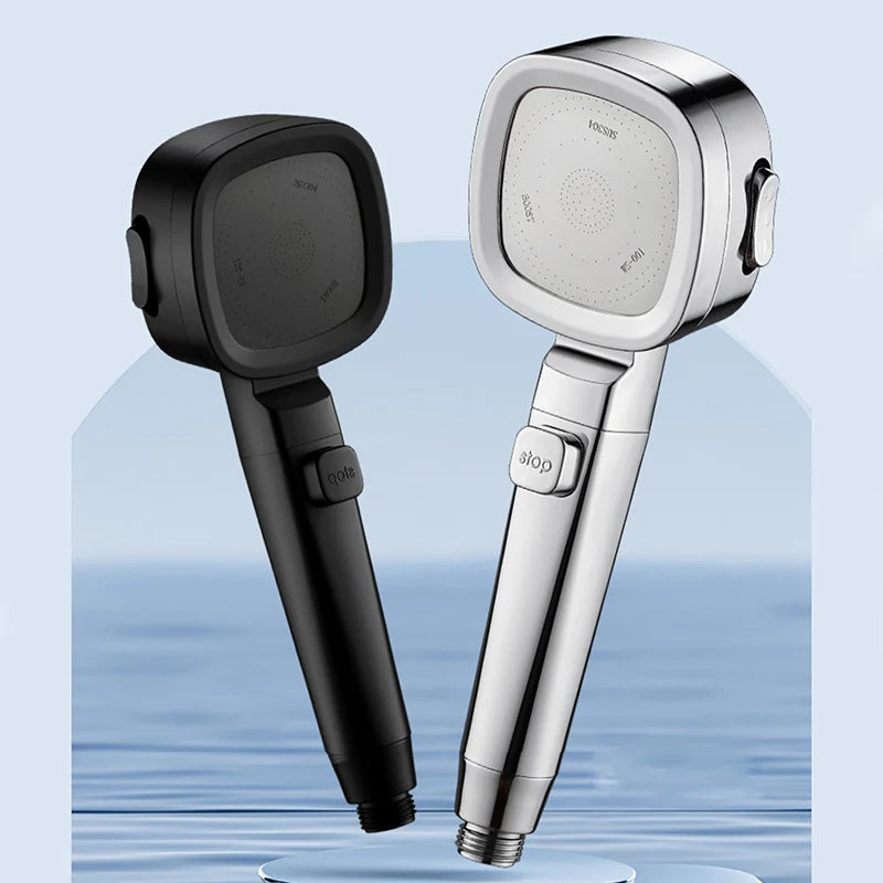 High Pressure Shower Head Water Saving 3 Modes Shower Heads Adjustable One-Key Stop Water Massage Sprayer Bathroom Accessories