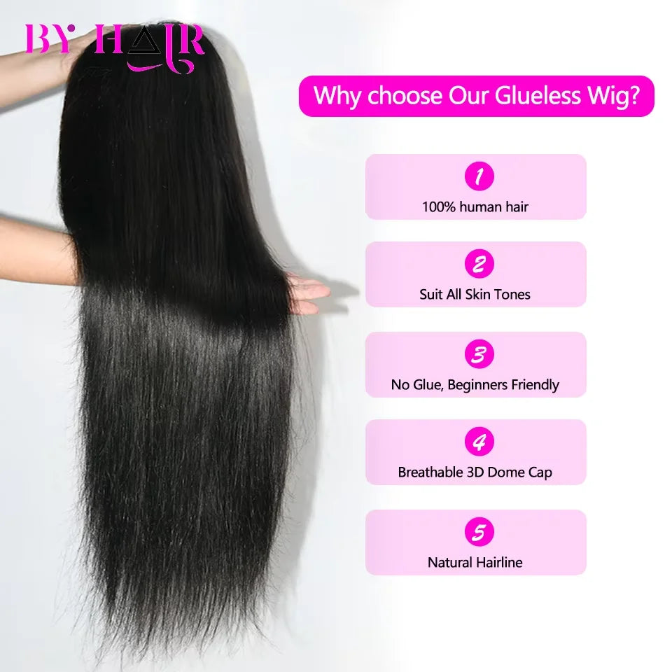 Glueless Wigs Straight Human Hair Wig 6x4 4x4 Lace Closure Pre Cut Lace Wigs Brazilian Hair Transparent Lace Wigs Drawstring Wig