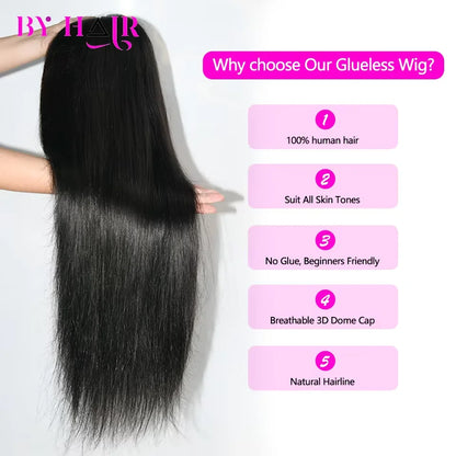 Glueless Wigs Straight Human Hair Wig 6x4 4x4 Lace Closure Pre Cut Lace Wigs Brazilian Hair Transparent Lace Wigs Drawstring Wig