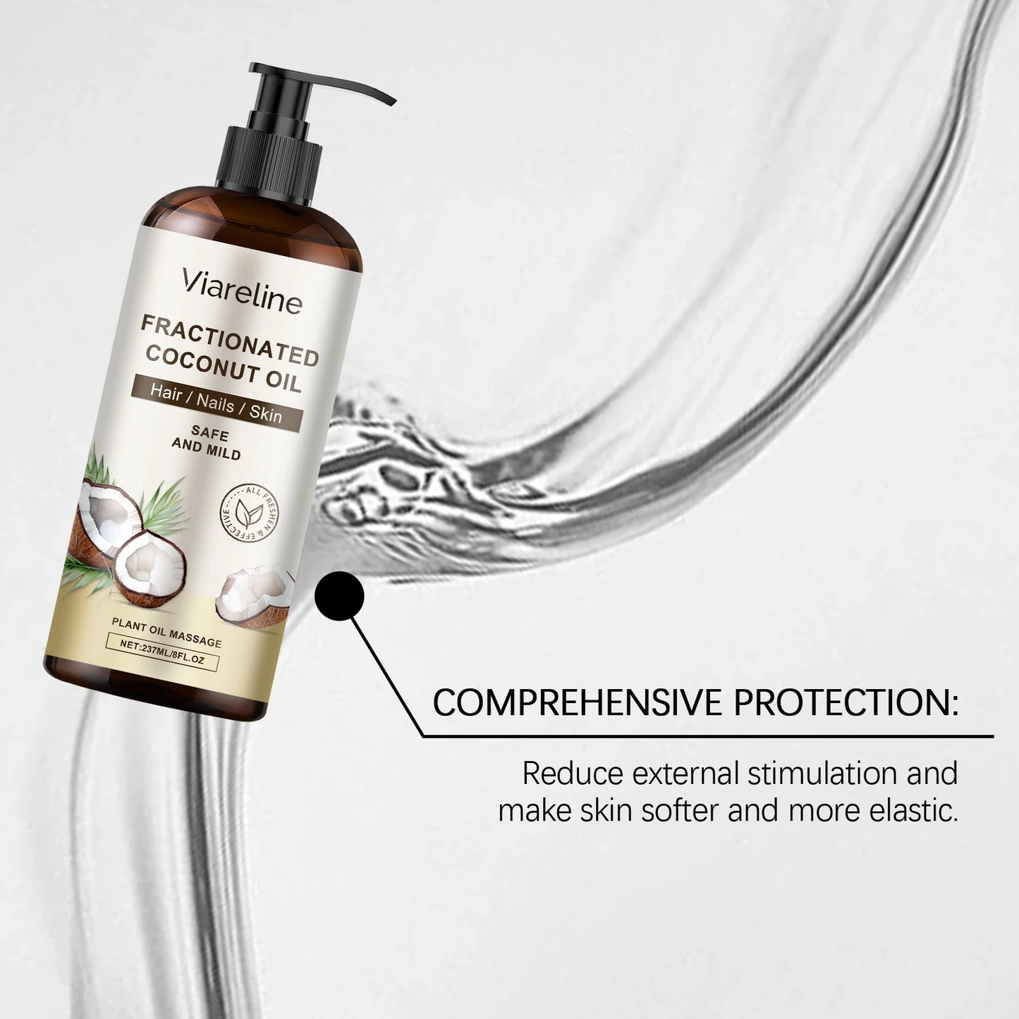 Viareline Coconut Body Essence Oil Moisturizing Massage Body Relief Soreness and Fatigue Daily Nourishing Coconut Body Oil