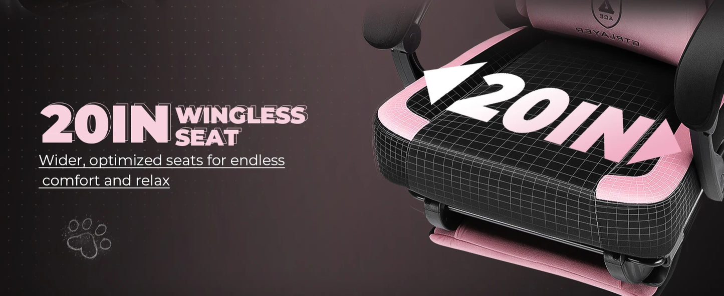 Cat Ear Gaming Chair: Cute Ergonomi Computer Chair with Cat Embroidery, Adjustable Memory Foam Lumbar Support & Headrest