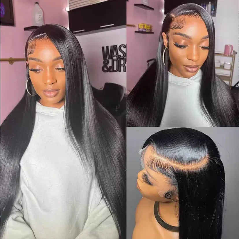 300% 13x6 HD Lace Frontal Wig 100% Raw Human Hair Straight Lace Front Wig 30 36 Inch 5x5 HD Lace Glueless Wig No Glue Human Hair