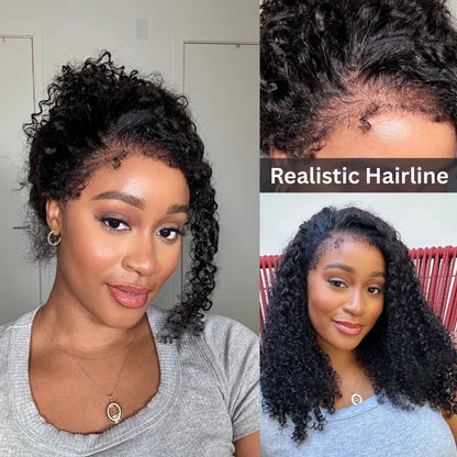 4C Edges Invisible Strap 360 HD Full Lace Frontal Glueless Wig Kinky Curly Human Hair Wig 30 Inch Deep Wave Curly Lace Front Wig