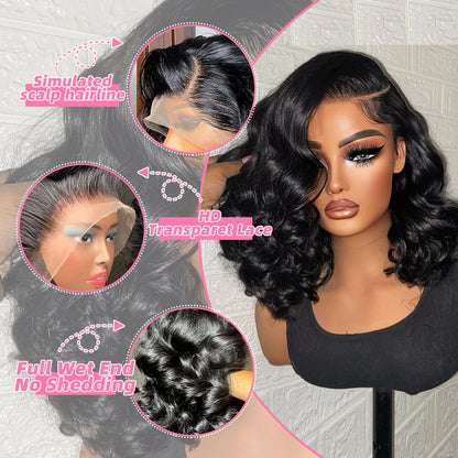 Short Bob Wigs Brazilian Body Loose Wave Human Hair 13x4 Lace Front Wigs Human Hair Pre Plucked 4x4 Lace Closure Short Bob Wigs