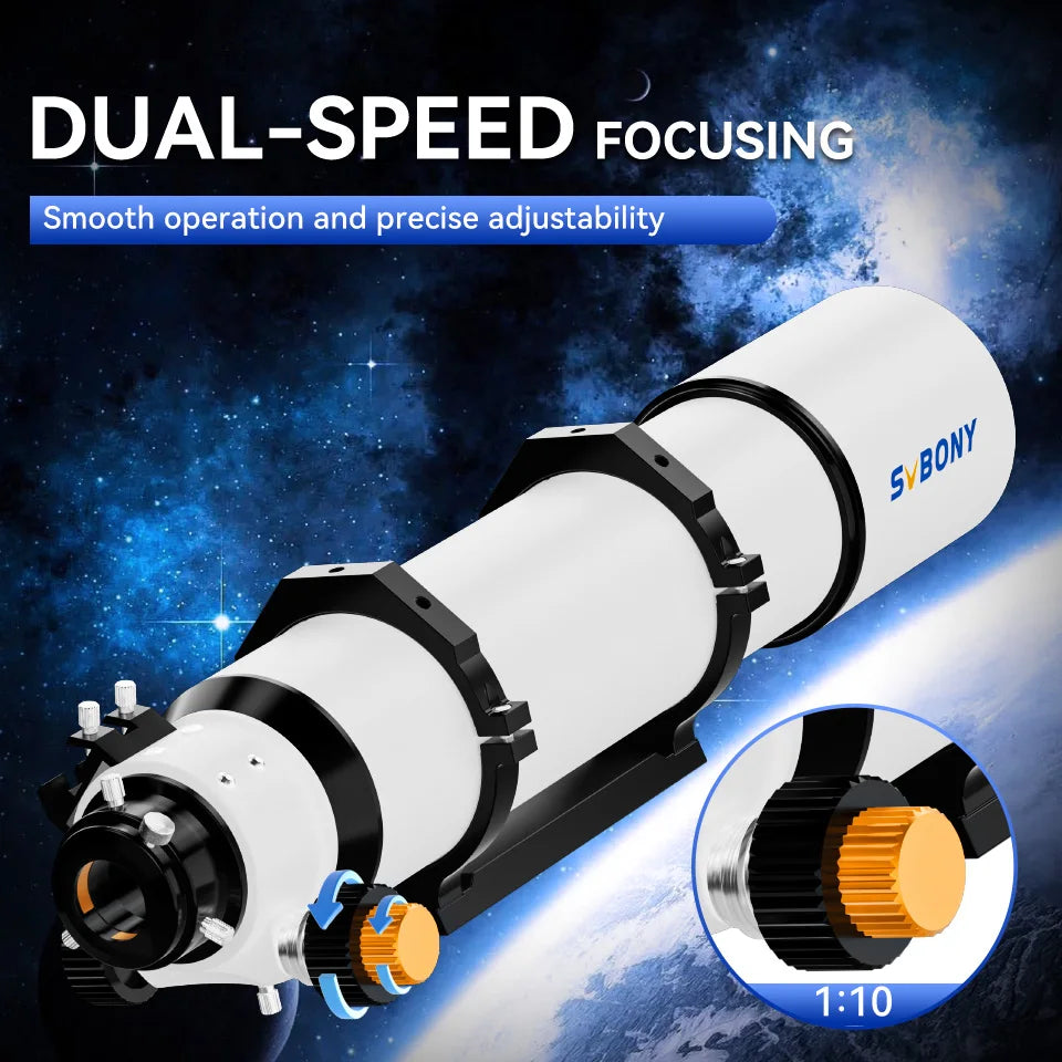 Svbony SV48P Astronomical Telescope OTA 102mm f/6.5 Refractor for Deep Sky Astrophotography 2.5" RAP Double Speed Focuser