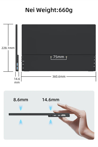 JSHIX 11.6 14 15.6 Inch Portable Monitor 1080P Full HD IPS Second Monitor for Gaming Laptop Phone Switch Xbox Sub Display Screen