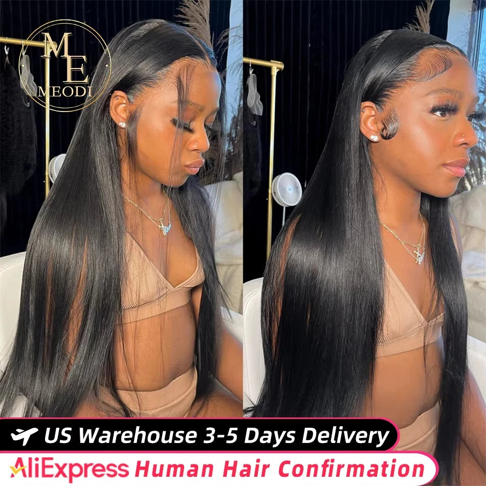 40 50 Inch 13x6 Bone Straight HD Transparent Lace Frontal Wig 250 Density Lace Front Human Hair Wigs 360 Full Lace Wig For Women