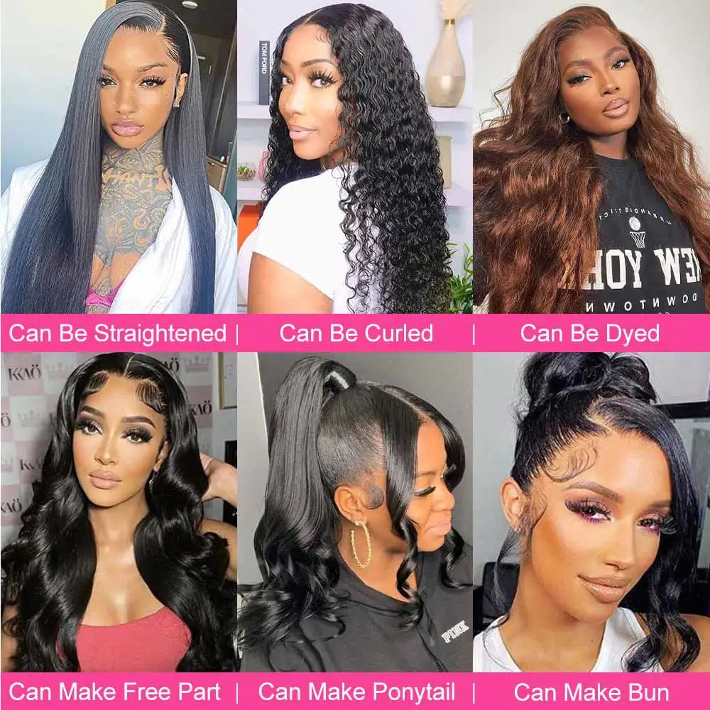 360 Lace Front Wigs Human Hair with Drawstring Pre Plucked Hidden Strap 360 HD Full Lace Body Wave Frontal Wig Glueless Wigs