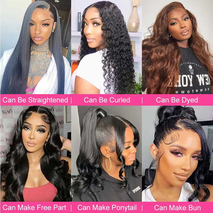 360 Lace Front Wigs Human Hair with Drawstring Pre Plucked Hidden Strap 360 HD Full Lace Body Wave Frontal Wig Glueless Wigs