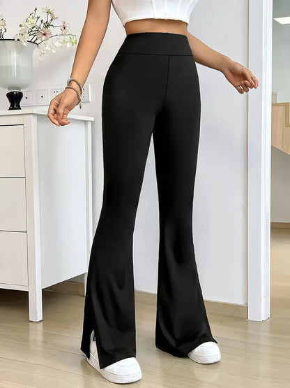 2026 New Fashion Slim Fit Slit Flared Pants Leg Shaping High Waist Stretch Wide Pants Daily Casual Commute streetwear clothing