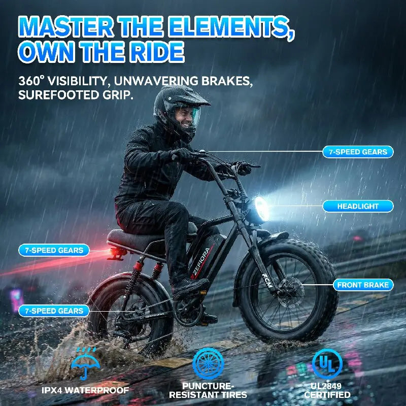 Cheap 14 20 inch Electric fat bike 1000w 2000w 30-50MPH 30-60Miles Adjustable front brake seat,For Cycling Electric Bicycle