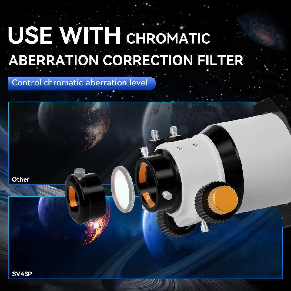 Svbony SV48P Astronomical Telescope OTA 102mm f/6.5 Refractor for Deep Sky Astrophotography 2.5" RAP Double Speed Focuser