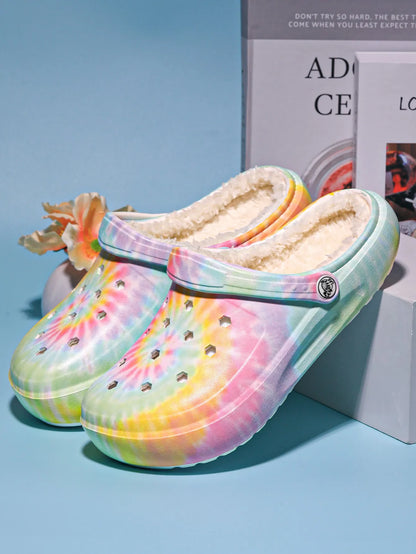 Women's winter warm clogs, fashionable and casual style, can be worn indoors or outdoors