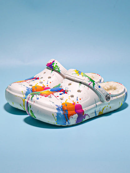 Women's winter warm clogs, fashionable and casual style, can be worn indoors or outdoors