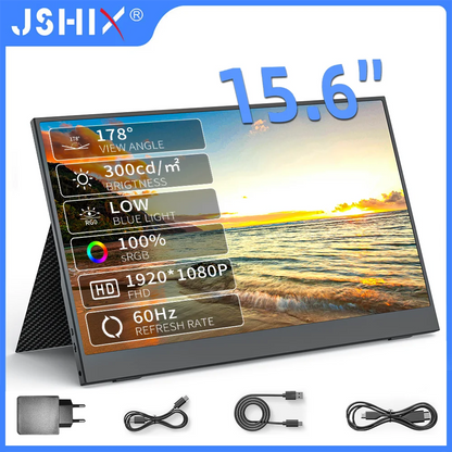 JSHIX 11.6 14 15.6 Inch Portable Monitor 1080P Full HD IPS Second Monitor for Gaming Laptop Phone Switch Xbox Sub Display Screen