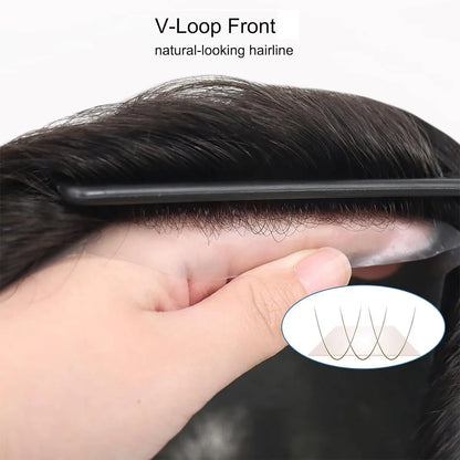 Single Knots Ultra-Thin Skin Toupee for Men Male Hair Prosthesis Premier Toupee Men's Wig 100% Human Hair Replacement System