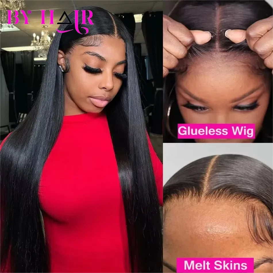 Glueless Wigs Straight Human Hair Wig 6x4 4x4 Lace Closure Pre Cut Lace Wigs Brazilian Hair Transparent Lace Wigs Drawstring Wig