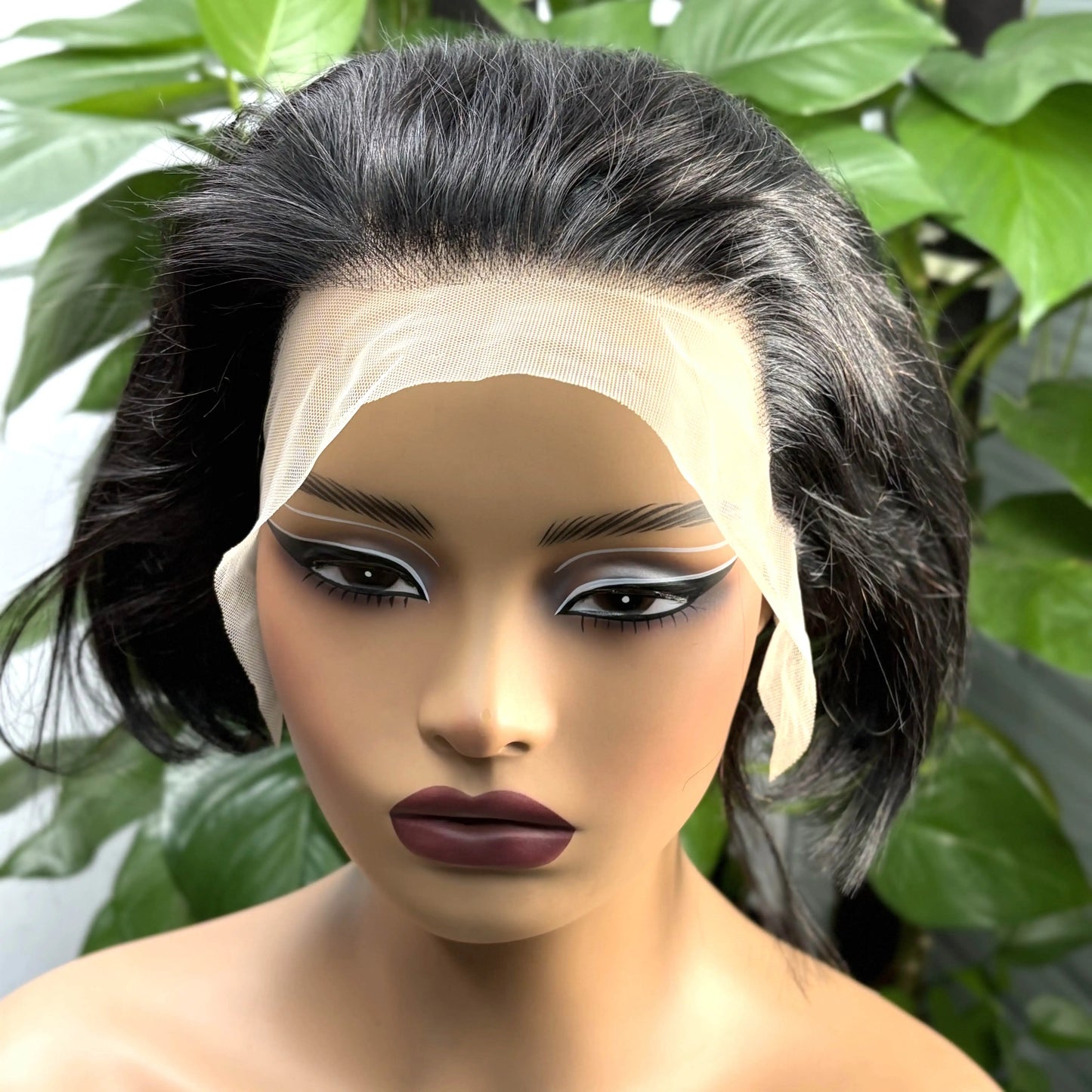 13x4 Lace Frontal 1BT4 Ombre Pixie Cut Wig Human Hair Wigs 300% Density Short Natural Wavy Remy Hair Bob Wigs for Black Women