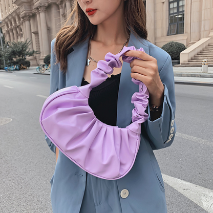 Fashion Pleated Handlebags for Women PU Cloud Bags Leisure Armpit Bag Shopping Shoulder Bags Dumpling Handbag Female Hand Bags