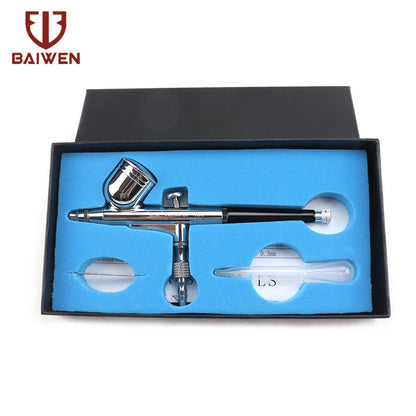 Dual-Action Airbrush with 0.2mm 0.3mm 0.5mm Nozzle Set Gravity Feed Pistol Pneumatic Kit For Cake Model Painting Makeup Tattoo