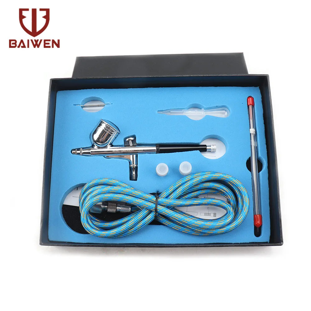 Dual-Action Airbrush with 0.2mm 0.3mm 0.5mm Nozzle Set Gravity Feed Pistol Pneumatic Kit For Cake Model Painting Makeup Tattoo