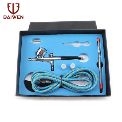Dual-Action Airbrush with 0.2mm 0.3mm 0.5mm Nozzle Set Gravity Feed Pistol Pneumatic Kit For Cake Model Painting Makeup Tattoo