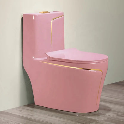 New Sanitarios Inodoros Wc Gold Line Design Bathroom Ceramic One-Piece Gold Black Colored Toilets Bowl