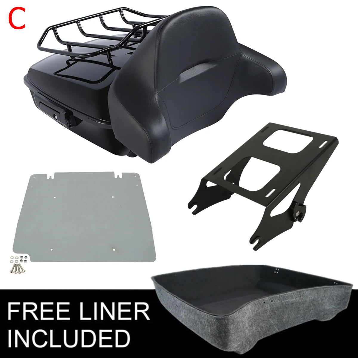 Motorcycle Chopped Trunk Backrest Rack For Harley Touring Road King Road Glide Street Glide 2014-2025