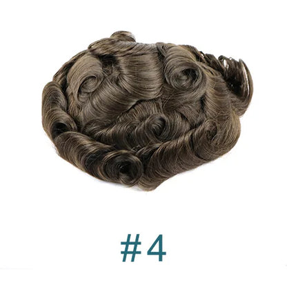 Durable Mens Wig NPU Bond Mono Pu Front Hair Replacement System Breathable Lace Mix Brown Grey 1B80 565# Human Hair Prosthesis