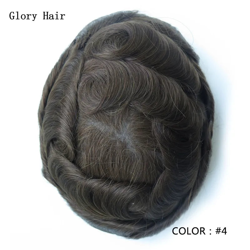 Gloryhair-Natural and Realistic Hair Prosthesis Male Toupee Wig 130% Density Hair Pieces Indian Human Men's Capillary Prosthesis