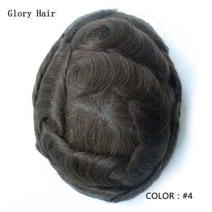 Gloryhair-Natural and Realistic Hair Prosthesis Male Toupee Wig 130% Density Hair Pieces Indian Human Men's Capillary Prosthesis
