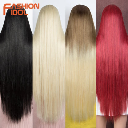 38 inch Straight Long Hair Synthetic Lace Front Wigs For Women High Temperature Hair Ombre 613 Red Cosplay Wigs Synthetic Hair