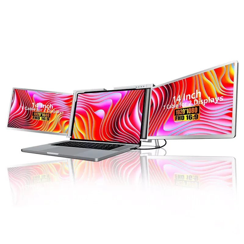 14-Inch Widescreen IPS Triple Monitor Laptop Screen Extender Easy-to-Connect for Dual 16:9 Aspect Ratio Setup