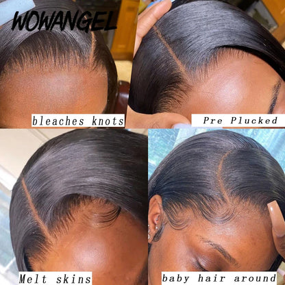 SKINLIKE Real HD Lace Front Wigs Kinky Straight 250% 13x4 Full Frontal Wigs Human Hair Wigs Peruvian Yaki Straight Melt Skins