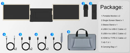 New Laptop Screen Extender S6 15.6" Portable Triple Monitor for Laptop up to 17.3" with IPS FHD 1080P Portable Screen Laptop