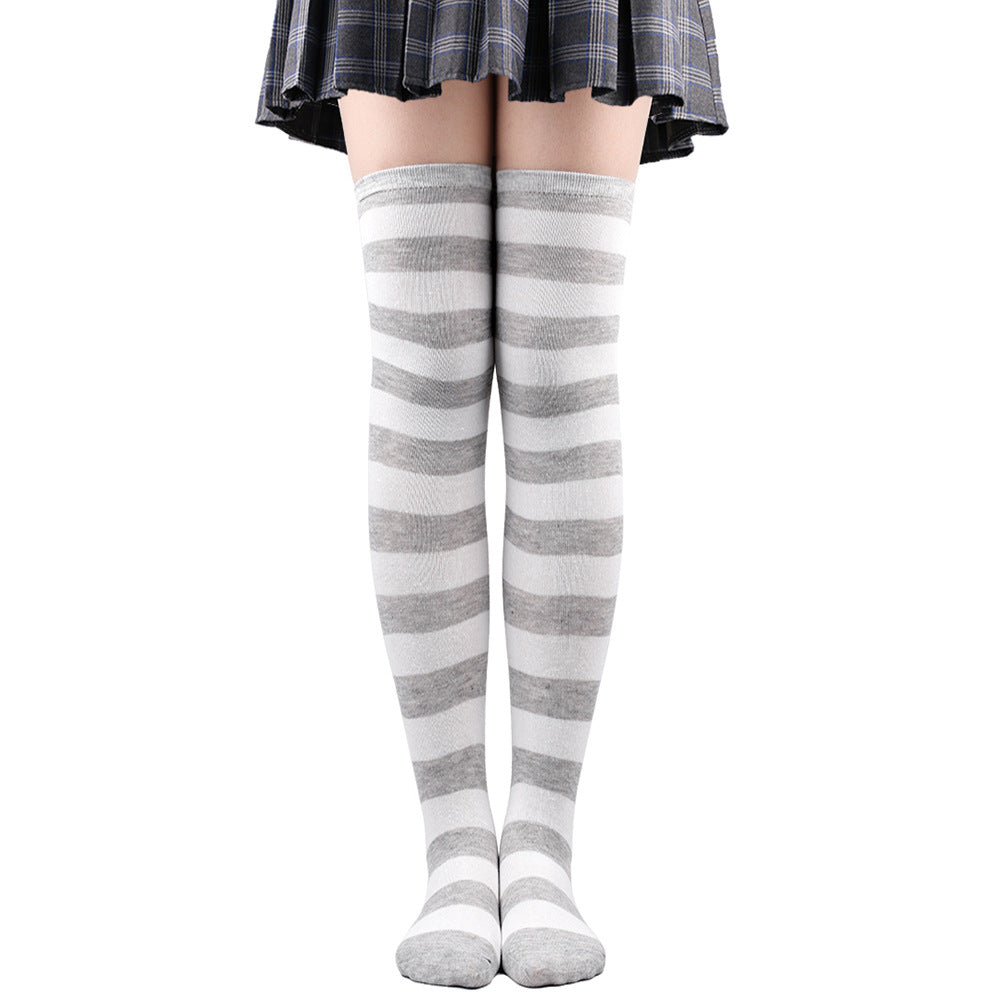 Womens Striped Thigh High Stockings Ladies Girls Black White pink Long Over Above Knee Socks femboy Cosplay Lolita Harajuku Y2k