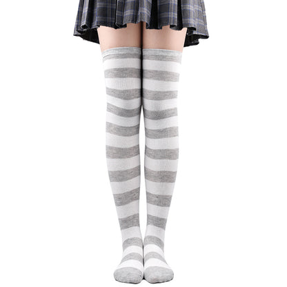 Womens Striped Thigh High Stockings Ladies Girls Black White pink Long Over Above Knee Socks femboy Cosplay Lolita Harajuku Y2k