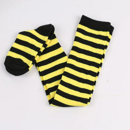 Womens Striped Thigh High Stockings Ladies Girls Black White pink Long Over Above Knee Socks femboy Cosplay Lolita Harajuku Y2k