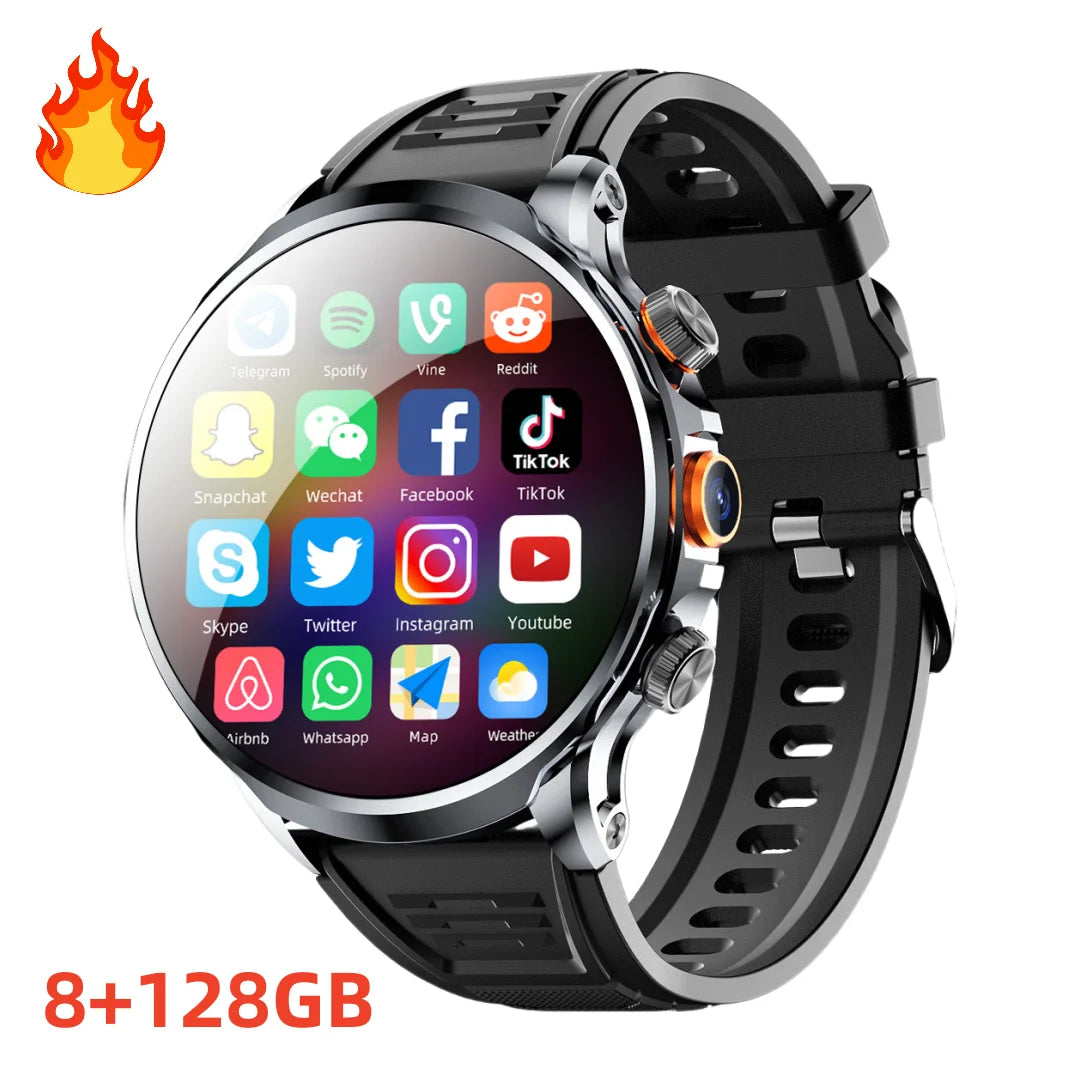 Smart Watch H18 Big Screen 4G 5G Sim Ultra Smart Watch 128GB for Men Long Battery Life Android Camera Smartwatch (2 Straps)