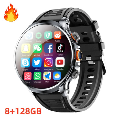 Smart Watch H18 Big Screen 4G 5G Sim Ultra Smart Watch 128GB for Men Long Battery Life Android Camera Smartwatch (2 Straps)