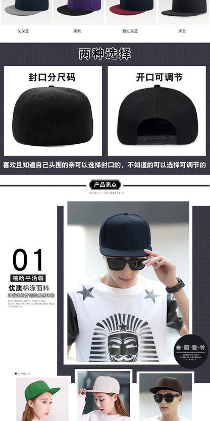 Big Bone Man Plus Size Baseball Caps Adult Flat Peak Hip Hop Fitted Hat Men Women Large Size Snapback Cap size 6 3/4 to size 8
