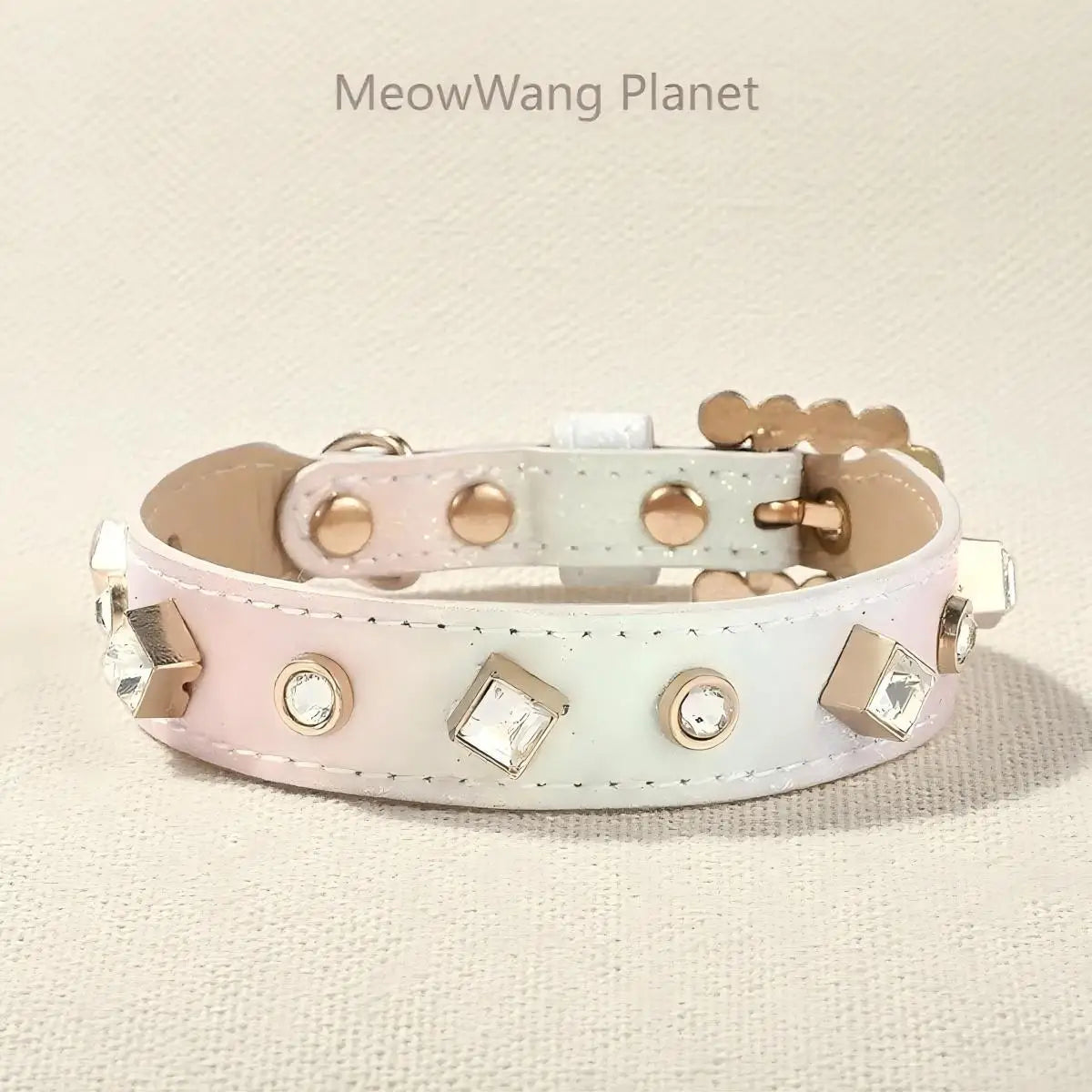 Luxury & Cute Leather Rivet Solid Beaded Pet Supplies Collar Leash & Neck Ring for Small & Medium Dogs