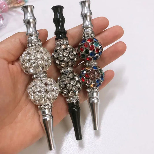 Decomposable Hookah Tips Shisha Blunt Holder for Women Inlaid Jewelry Shisha Mouth Tips Metal Narguile Water Pipe Mouthpieces