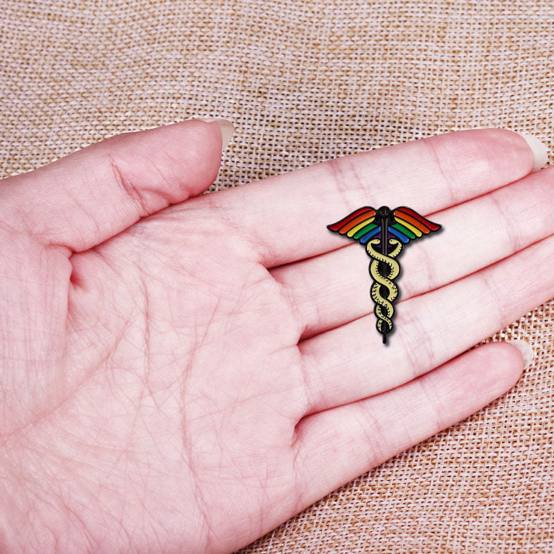 LGBT Pride Rainbow Wings Star of Life Brooch Badge First Responder Essential Pin