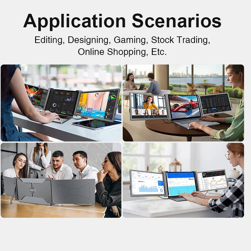 Wholesale Triple Screen Laptop FHD Portable Triple Monitor Dual Screen extra 15 Inch Screen for Laptop