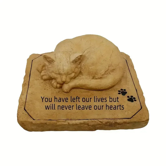 Resin Cat Memorial Stone Hand-painted Heartfelt Quote & Pet Remembrance Artistry Garden Decorative Outdoor Tribute Ornaments