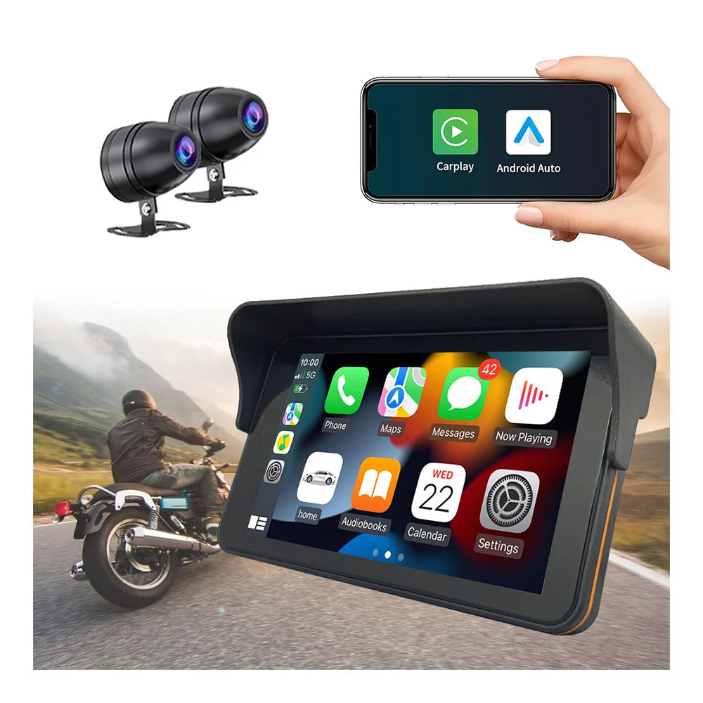 Karadar MT7001 7 Inch Waterproof GPS Navigation Auto Carplay for Motorcycle and Bikes with Touch Screen & Mirror Link Free Map