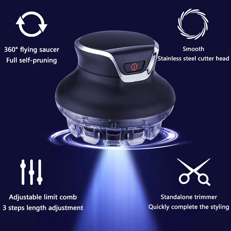 360 Rotating Bald Hair Clipper Shaved Head Artifact UFO Flying Saucer Cutter Head Innovative Portable Automatic Hair Trimmer